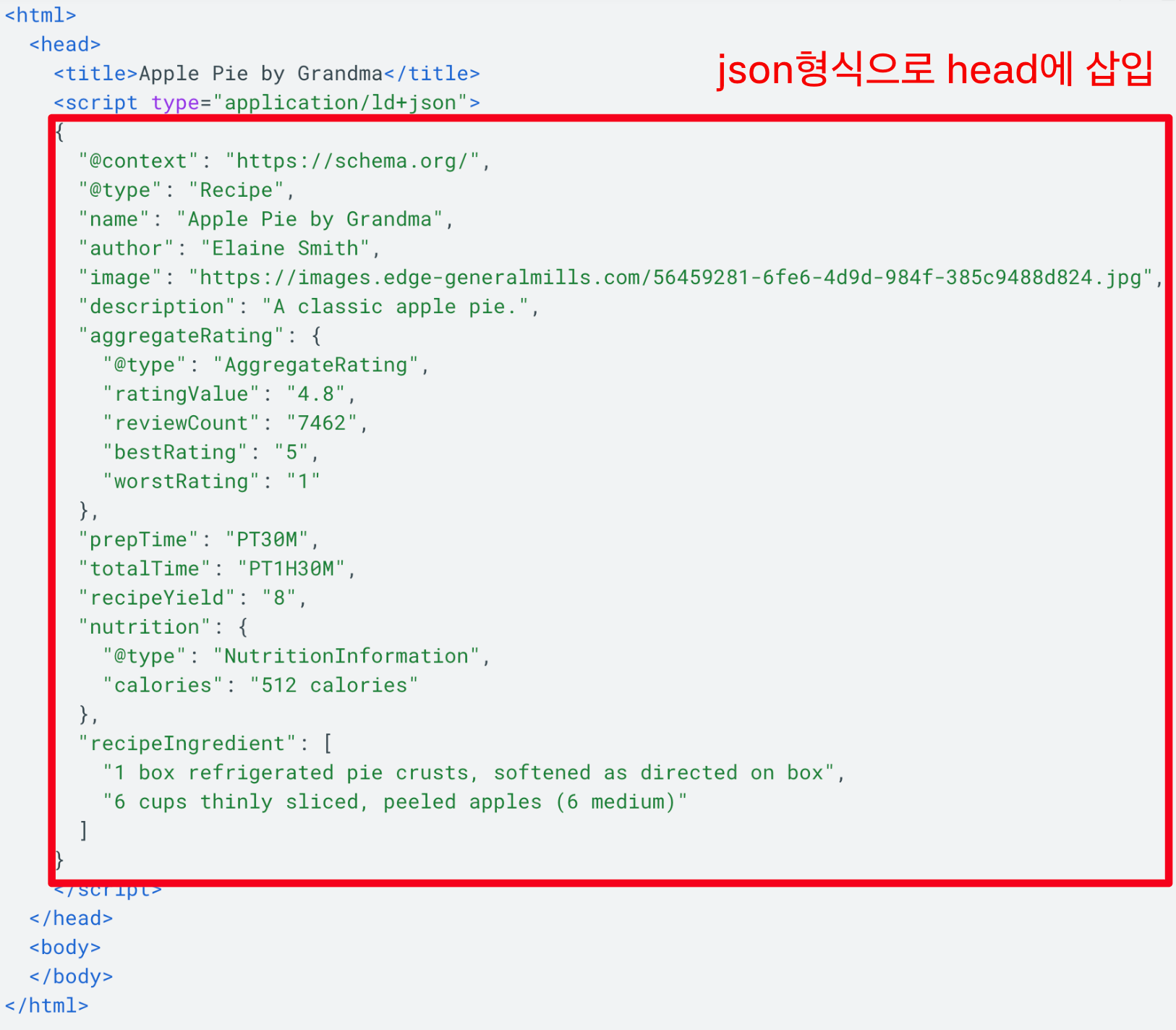 Script태그를 통행 jsonLD 정보 제공